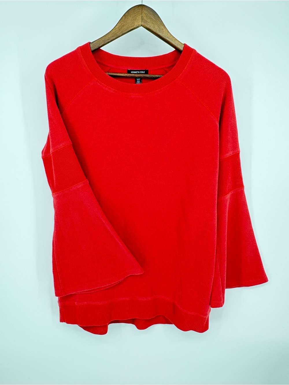 Kenneth Cole Red Bell-Sleeve Crewneck Sweatshirt